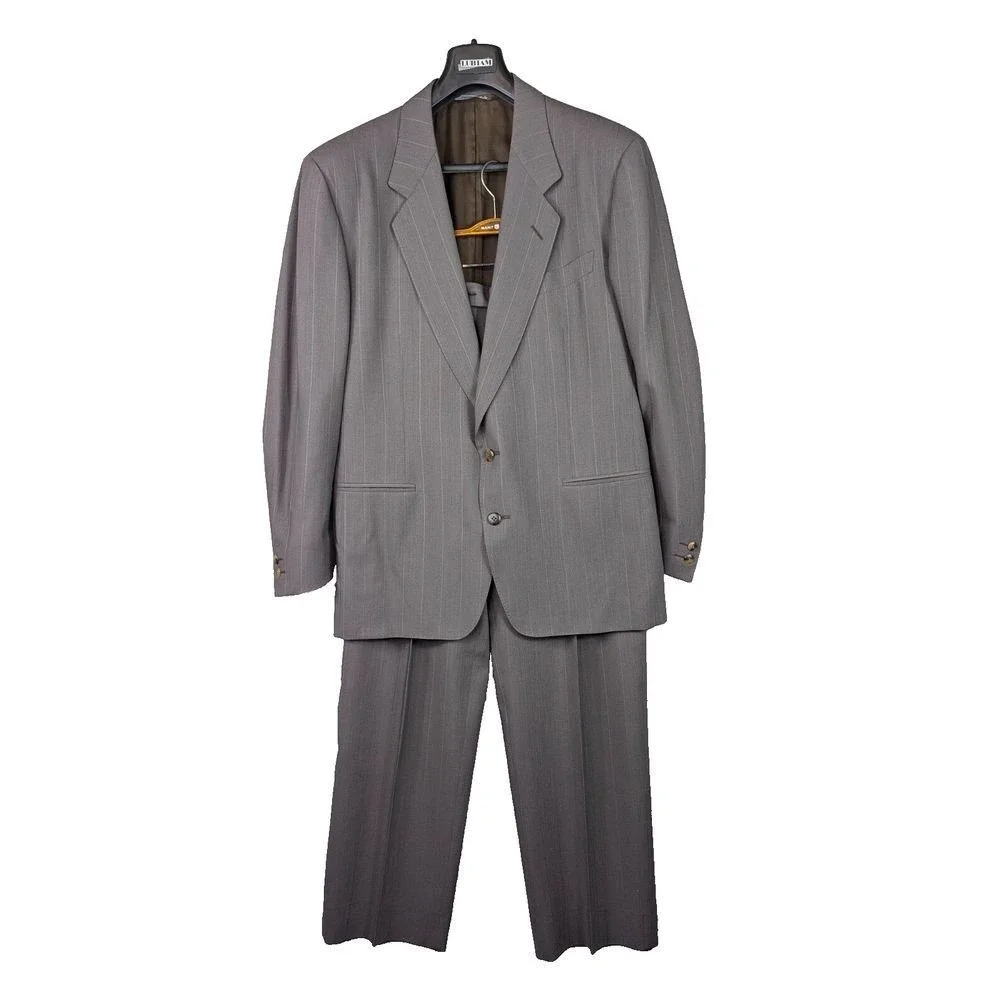 Gianni Daveri Wool Suit Men's 50R Cupro Stripe Italy Business Formal Office Work